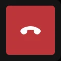 bright red icon of a telephone handle signifies “Leave Meeting”